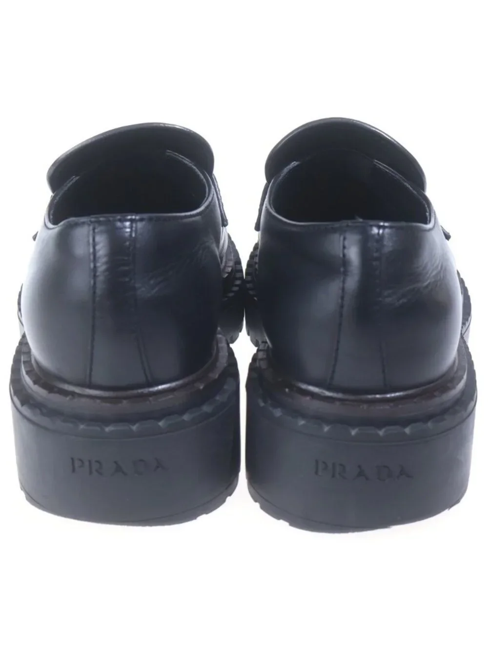 Prada Leather Loafers Shoes Chunky Sole Black